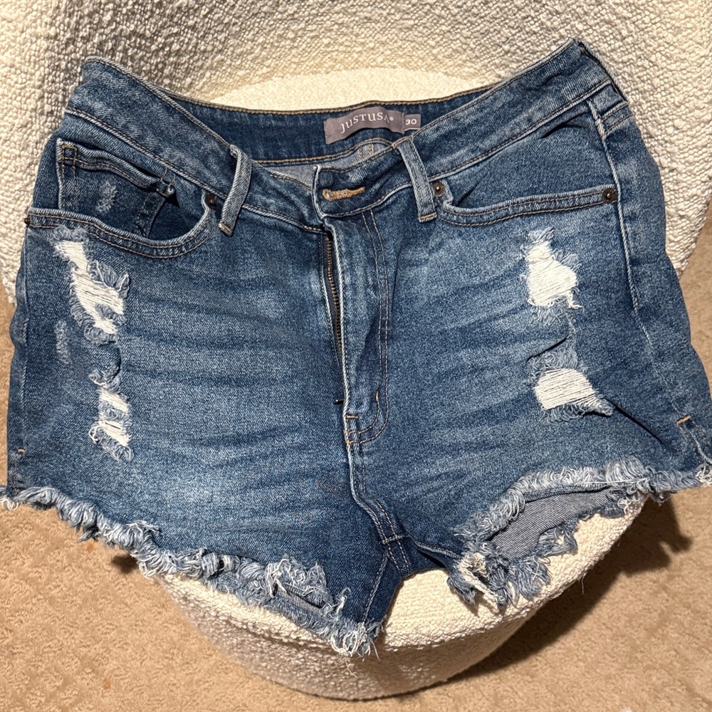 Just USA Ripped Blue Jean Shorts